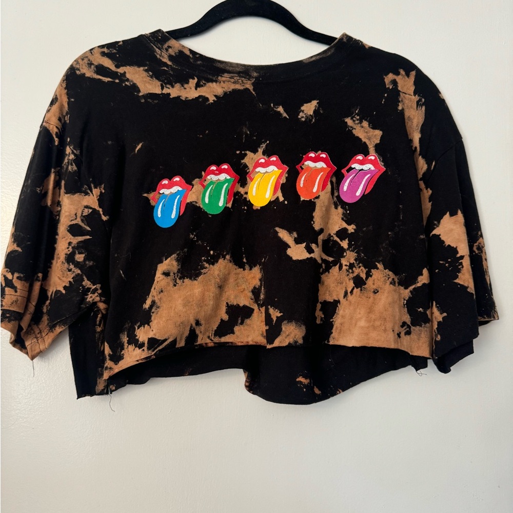 Rolling Stones Tie Dyed Crop Top